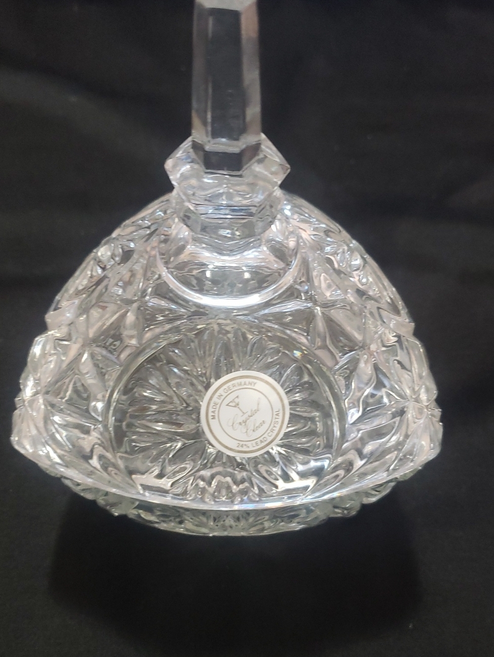 Vintage German Crystal Clear 3 Footed Glass Candy Dish Lidded Hatch 24% Lead Cr